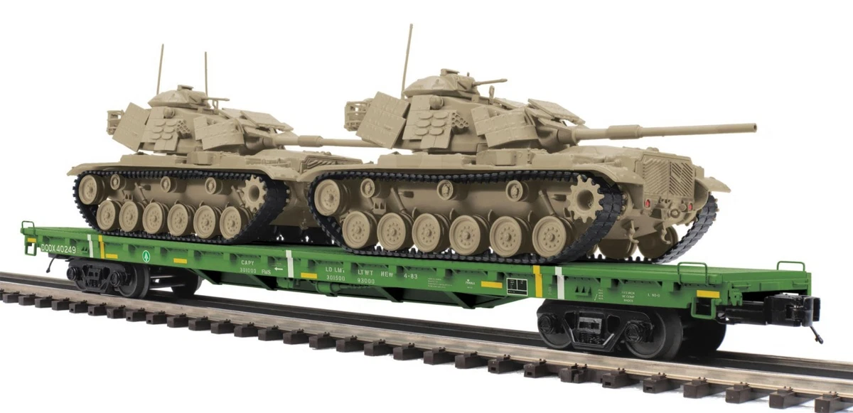 Wagon Plat US Army Avec Niveleuse – MTH échelle O – 3 Rails – Occasion