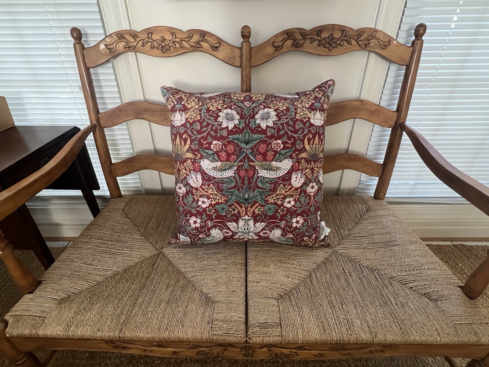 XL William Morris At Home Red Strawberry Thief  24” Square Pillow