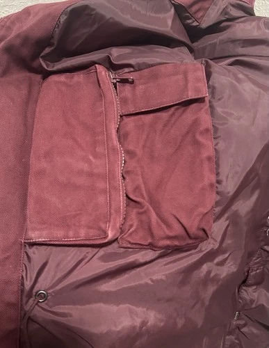 Powder River Outfitters Men's Burgundy Canvas Lined Jacket Snap/Zip Pockets M image 3