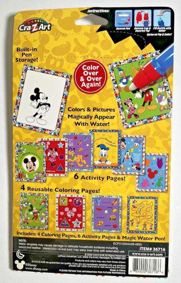 Disney Mickey Mouse And Friends Watercolor Reveal Pad Book + Magical Water Pen - Image 2 of 2