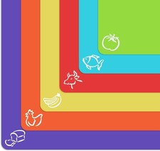 Extra Thick Flexible Plastic Cutting Board Mats with Food Large, Vibrant