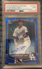 2025 BOWMAN SAPPHIRE CHROME PROSPECT #HYUN-SEOK JANG 07/199 PSA 9 AUTO