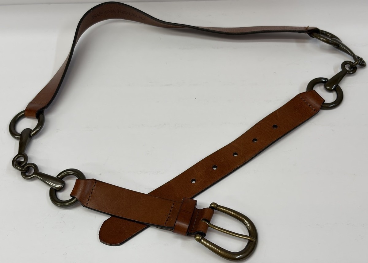 Banana Republic Women\'s Belt Sz M Brown Genuine Cow Leather Brass Tone Buckle Banana Republic Brown Size XS Belts for Women for sale | eBay main image 2