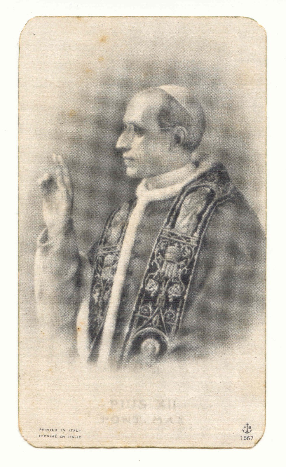Santino Croce pro ecclesia et pontefice Pio XII 1957 Fabbrico (CR52)