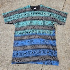 Vtg 90s JOSEPH OREGON All Over Graphic Art T Shirt Large Single Stitch USA Made