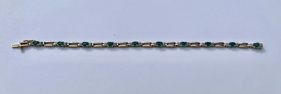 Brazalete vintage de diamantes y esmeraldas de 14kt Foto 4 de 4