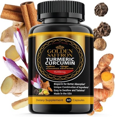 GOLDEN SAFFRON Turmeric Curcumin Supplement with Bioperine, Saffron,... 