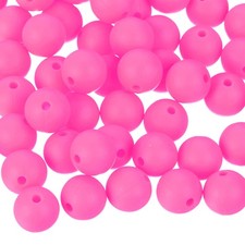 50Pcs 9mm Silicone Beads, Round Loose Rubber Bead for DIY Rose Red