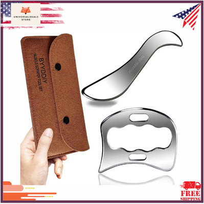 2-in-1 Stainless Steel Gua Sha Muscle Scraper Massage Tool Set