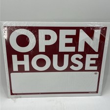 Open House Sign with Metal Stand, Red and White, 20  x 24  840049. C8 .
