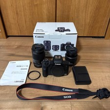 CANON EOS KISS M MIRRORLESS CAMERA BLACK DOUBLE ZOOM KIT EF-M 15-45MM & 55-200MM