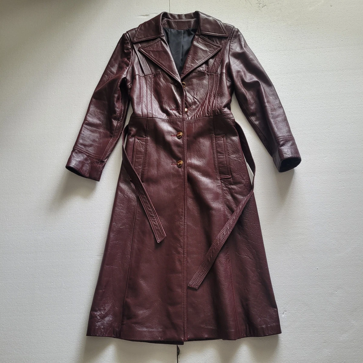 Vintage Leather Trench Coat In Vintage Outerwear Coats & Jackets
