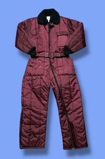 Vtg Sears Work Leisure Snowsuit Insulated Coveralls Nylon 42 Regular Dark Red