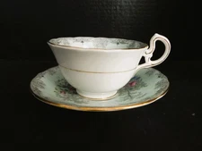 AYNSLEY QUEEN"S GARDEN Fine Bone China Hand Painted Cup with Saucer - England