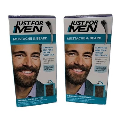 M-40 Medium Dark Brown Just For Men Mustache & Beard Brush In Color Kit  Lot 2X