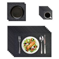 Tischset Filz Grau, 14-Teilig, Platzset Abwischbar, Untersetzer, Platzdeckchen