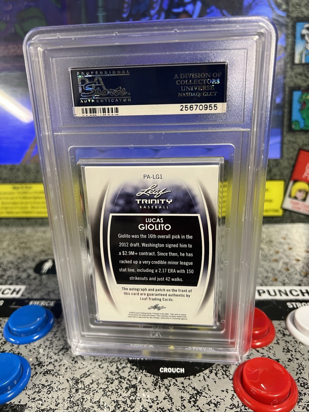2014 Leaf Trinity Lucas Giolito Patch Auto Gold /10 Large 4.5x7 Slab PSA NM 7 view 7