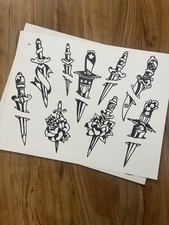 Antique rare vintage tattoo flash Milton Zeis supply house 1950s/1960s NOS