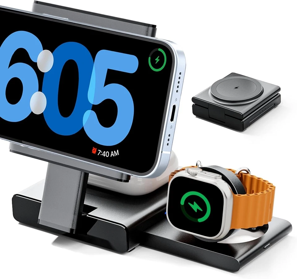Wireless Foldable 3 in 1 MagSafe Charging Station for iPhone Airpods Apple watch - Image 2 of 4