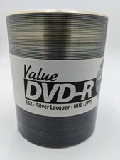 100 Taiyo Yuden/CMC Value DVD-R 16x InkJet Silver Lacquer Hub Printable - Shiny 