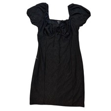 VTG Womens Y2K Babydoll Milkmaid Fairy Grunge Dress Size L Black Eyelet Lined