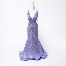 JVN by Jovani 25908 Sequin Formal Prom Gown Size 16 Lavender NWT Open Back