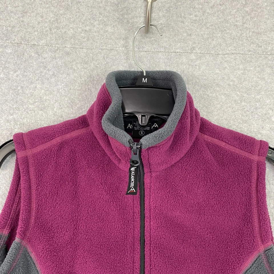 Avalanche Vest Womens S Burgundy Gray Fleece Full Zip Pockets Polartec Outdoor - Image 2 of 4
