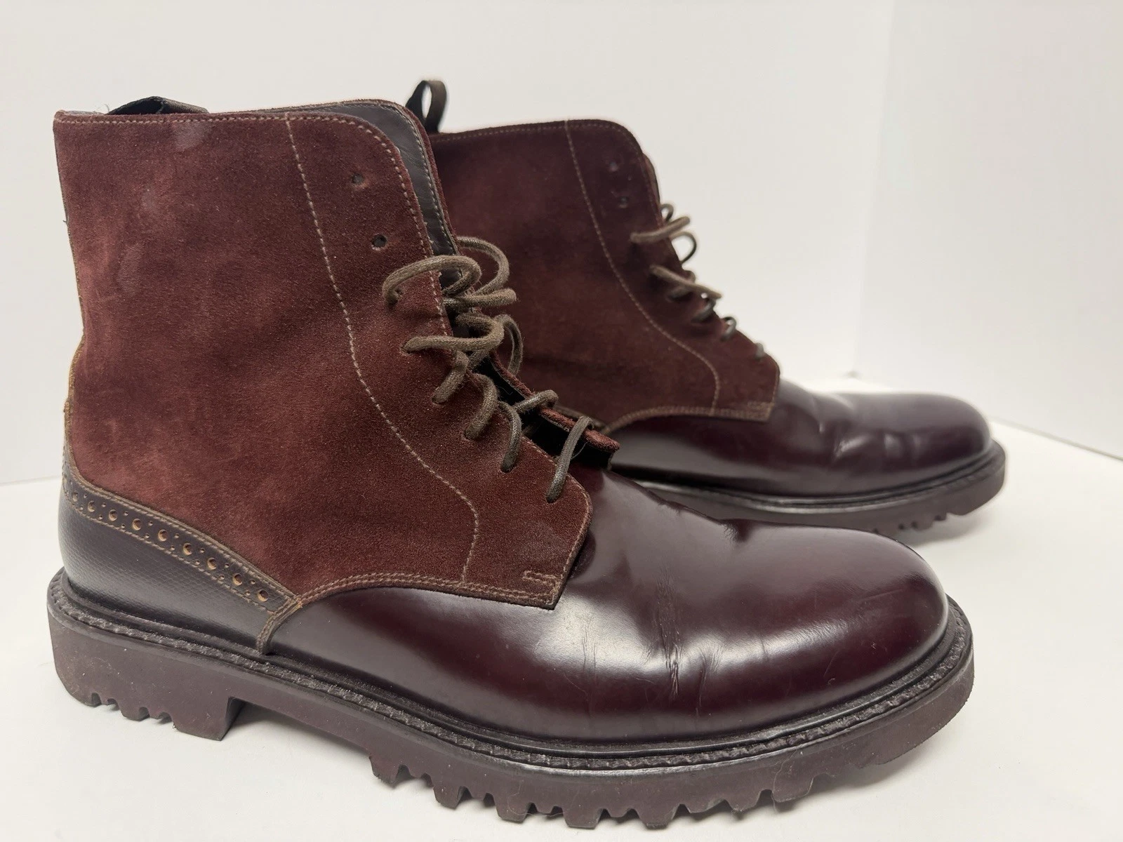 Giorgio Armani — Giorgio Armani ITALY Burgundy X2M237 Suede Smooth Leather MN 8 Lace up Boots EUC