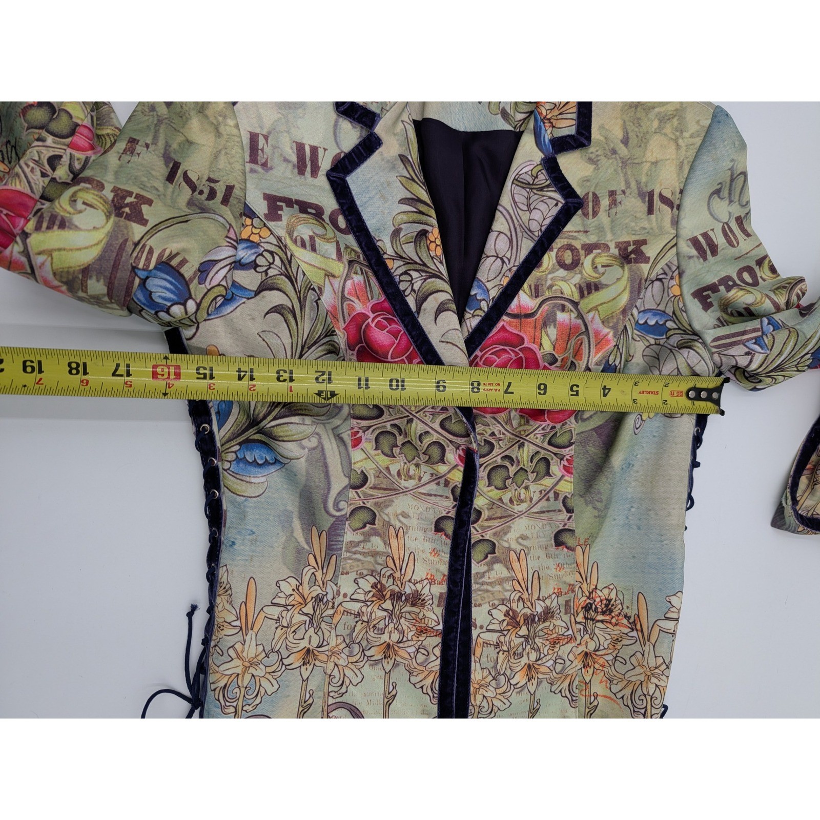 BOHO CHIC Tattoo Floral Lace Up Blazer Jacket Women Size 6