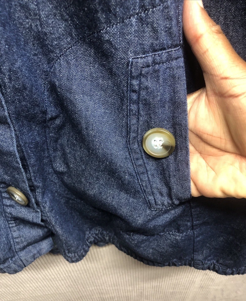 Jones New York Swing Denim Jacket Size 1X Lightweight Hood Perfume Cuff Sleeves - Image 4 of 4