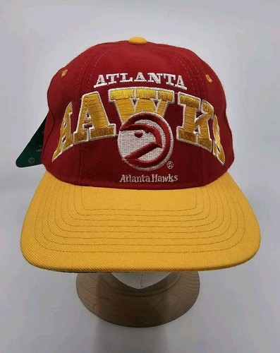 Vintage NBA Atlanta Hawks Yellow Red Starter Snapback Hat Cap NWT