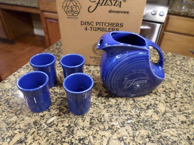 RETIRED Fiestaware Fiesta Sapphire Blue Anniversary Disc pitcher