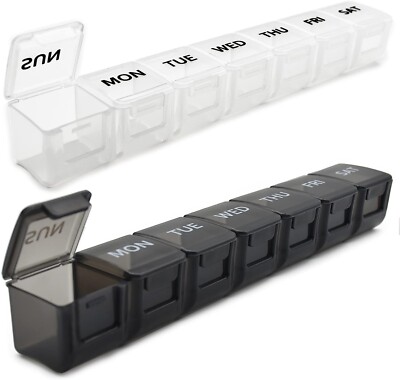 2 Pack Weekly Pill Organizer 1 Time a Day-Travel Pill Box 7 Days, Medicine  Case