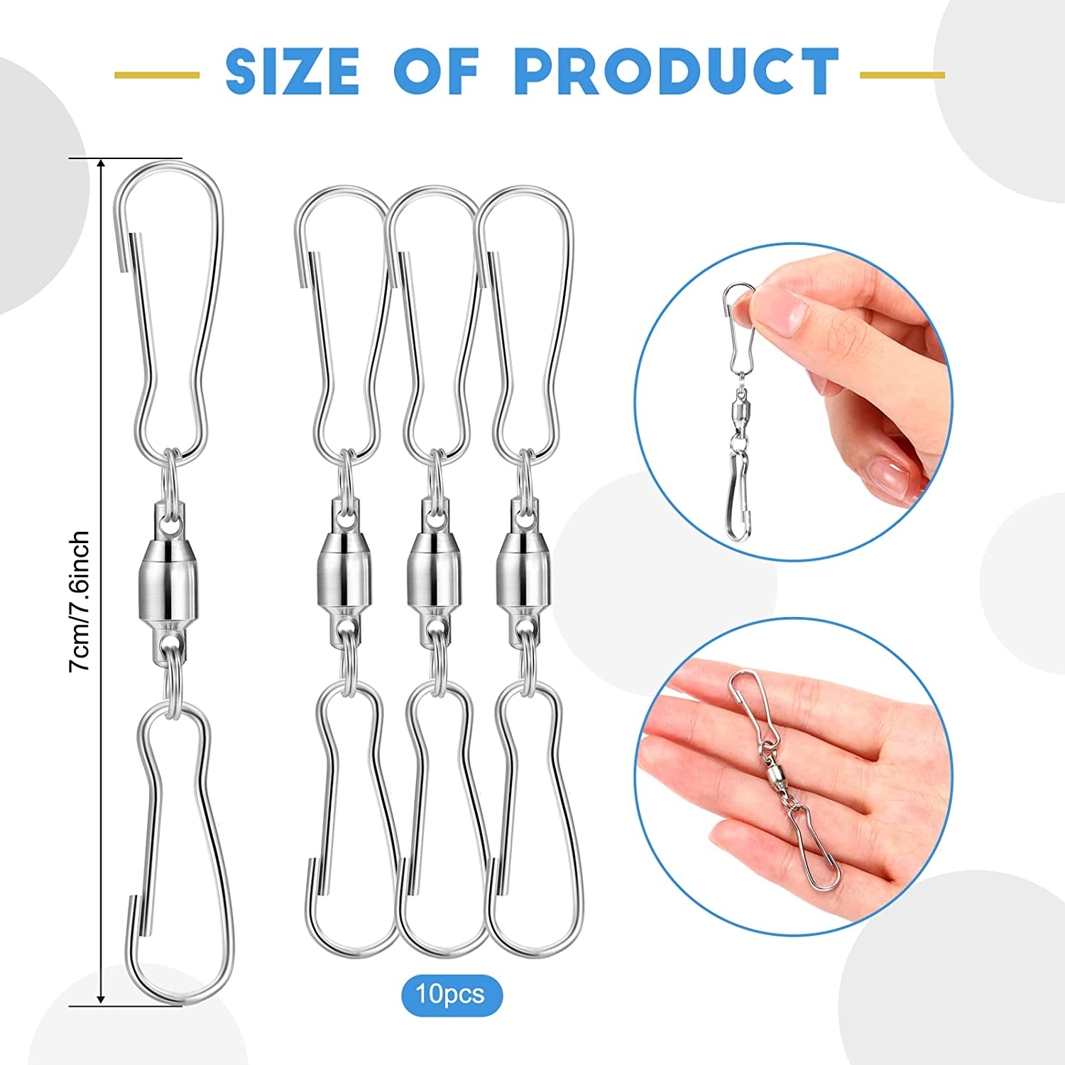 Swivels Dual Clip for Hanging Windsock Wind Spinners Chimes Twisters 10