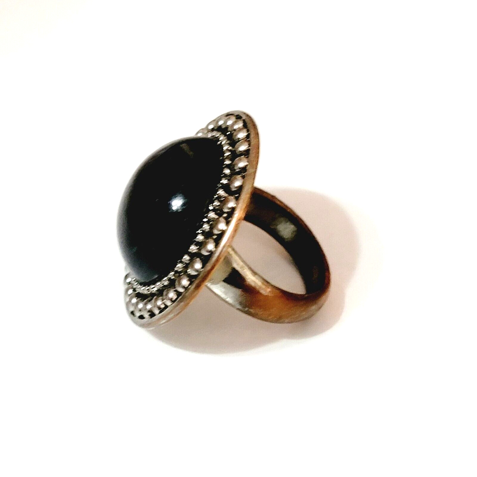 Black Contemporary Statement Ring Sz 5 Textured S… - image 7