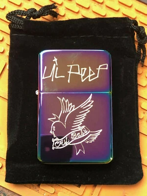 LIL PEEP LIGHTER rainbow finish *FREE ENGRAVING* rap music Cry Baby bird logo