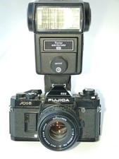 VINTAGE Fuji Fujica AX 3 35 SLR F.Camera with 50/1.9 Lens.VIVITAR 283 flash.READ