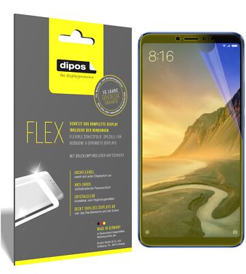 3x Xiaomi Mi Max 3 Schutzfolie Folie, 100% Displayabdeckung, dipos Flex