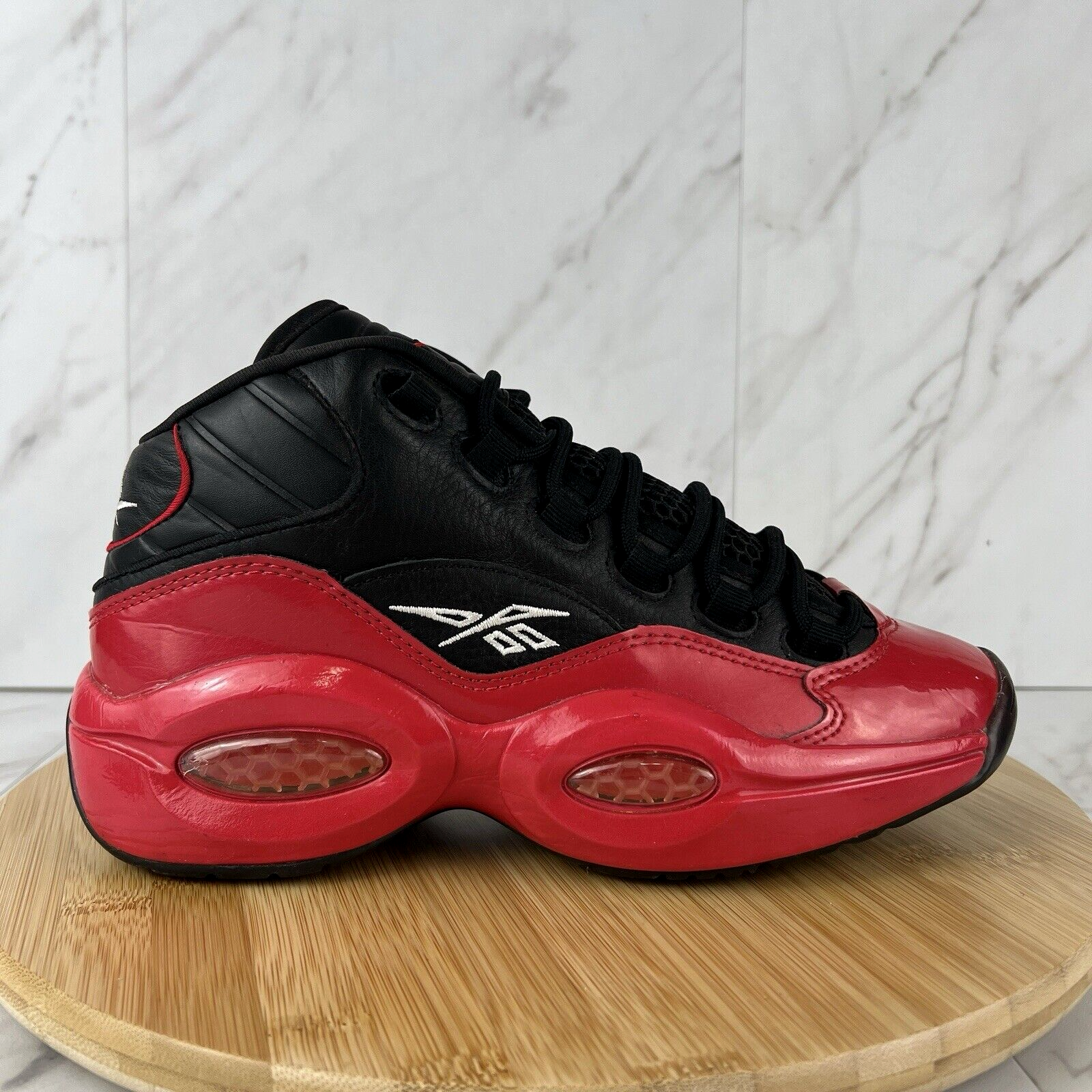 Reebok Question Mid Street Sleigh Mens Size 7 Black Red Athletic Sneakers GV7182