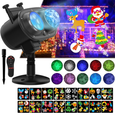 LED Laser Projektor Wandprojektor 16 Motiv Strahler Lampe Hauswand Weihnachten