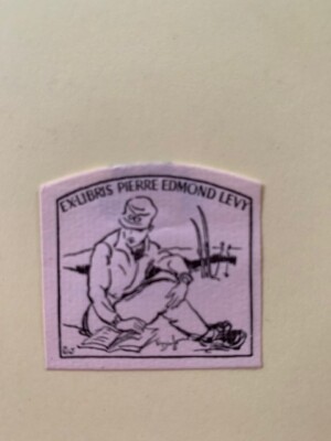 Exlibris LEVY Pierre Edmond, 32 x 34 mm, Graveur POILLIOT, Zeichnung DUFOUR