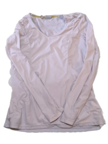 Athleta Wick It Good Lace Back Long Sleeve Top Off White Athletic Sz PT