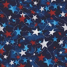Patriotic Made in The USA Stars Navy Blue 100% Cotton Fabric by The Yard