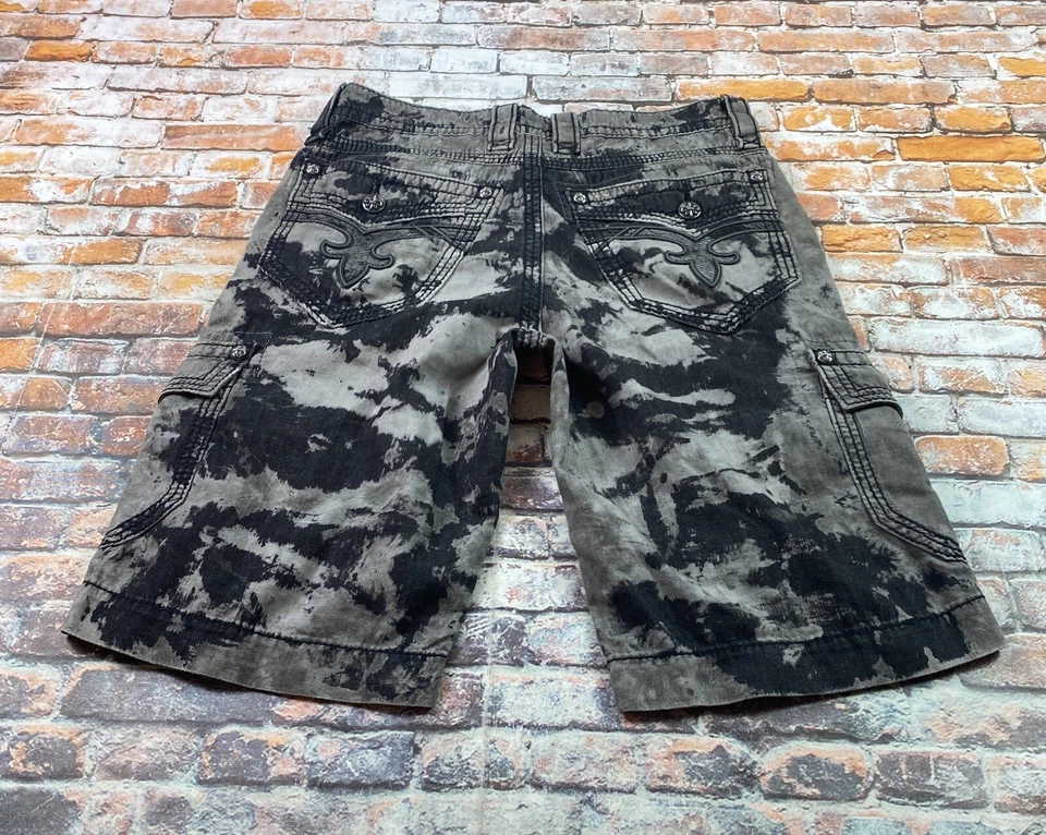 Шорты-карго Rock Revival для взрослых 29 черные серые хлопковые повседневные 12 дюймов по внутреннему шву мужские - Изображение 4 из 4