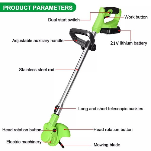 21V Akku Rasentrimmer Rasentrimmer Baumschneider Garten Kantenschneider Elektro 2 Akkus - Bild 15 von 16