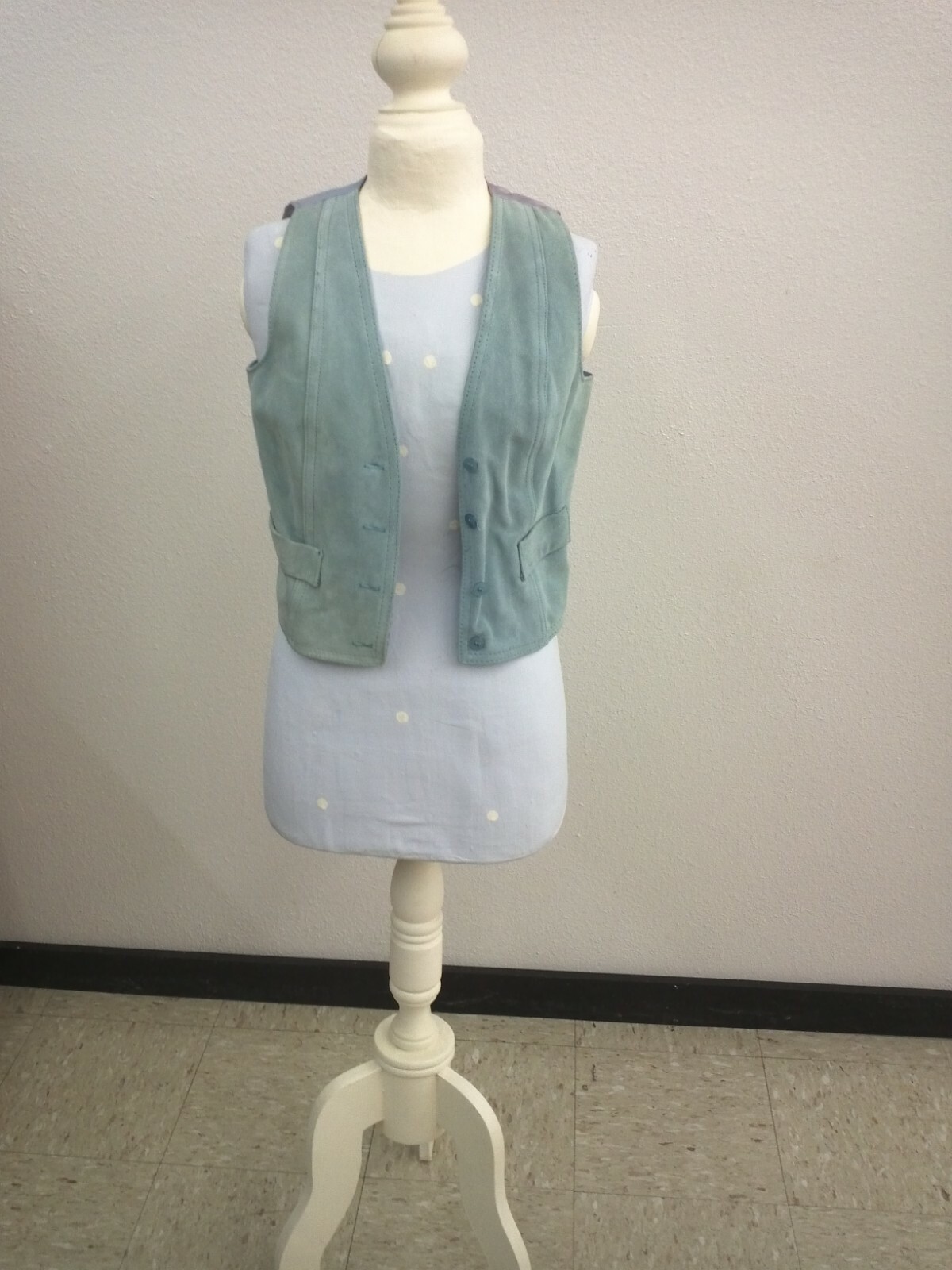 Vintage Baby Blue Suede Vest circa 1970's Gem