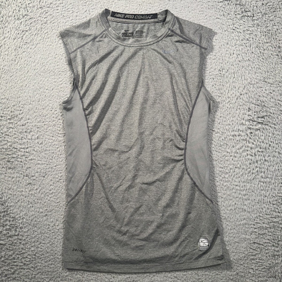 Nike Pro Combat Shirt Men S Gray Athletic Fitted Sleeveless