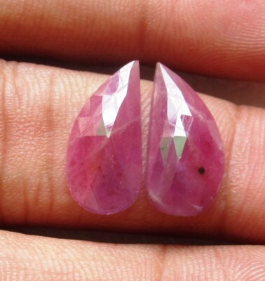 RUBY ROSE CUT FACETED FANCY SHAPE PAIR 10.20 CTS NATURAL LOOSE GEMSTONE E 4480