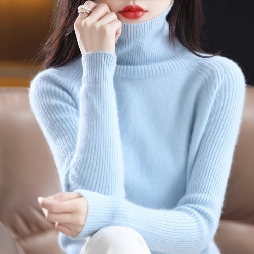 Damen Kaschmir Wolle Rollkragen Langarm Pullover Strickpullover Pulli - Bild 12 von 34