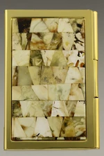 Genuine White BALTIC AMBER Mosaic Credit/Business Card CASE Holder 181003-38